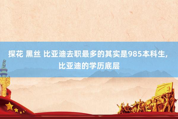 探花 黑丝 比亚迪去职最多的其实是985本科生， 比亚迪的学历底层