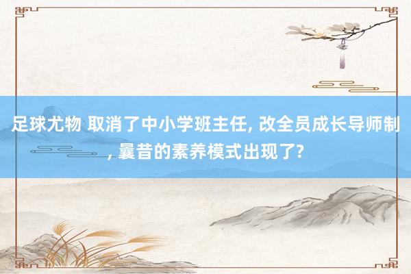 足球尤物 取消了中小学班主任， 改全员成长导师制， 曩昔的素养模式出现了?