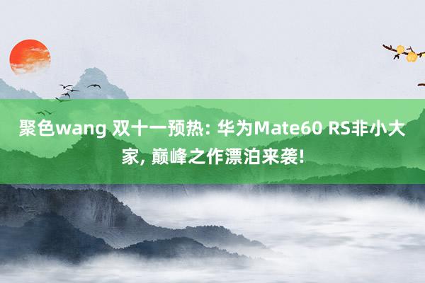 聚色wang 双十一预热: 华为Mate60 RS非小大家， 巅峰之作漂泊来袭!