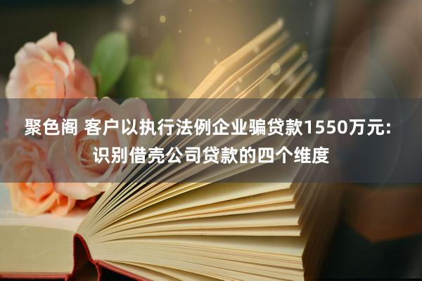 聚色阁 客户以执行法例企业骗贷款1550万元: 识别借壳公司贷款的四个维度