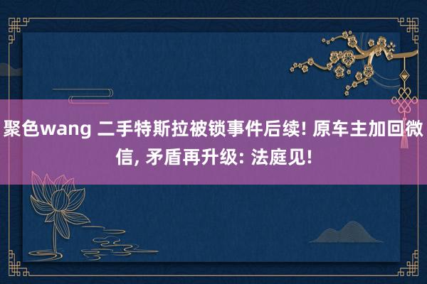聚色wang 二手特斯拉被锁事件后续! 原车主加回微信， 矛盾再升级: 法庭见!